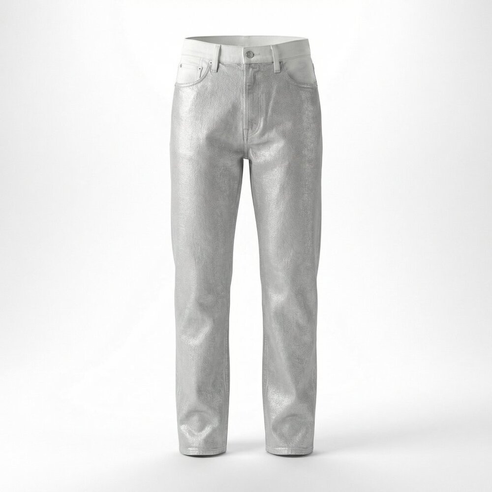 Rag & Bone Harlow High Rise Straight Jeans Coated Silver Women’s